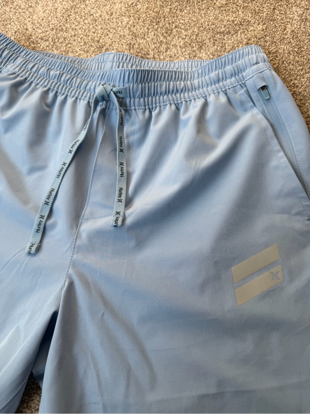 Hurley Men’s S 18” Volley Swim Shorts Mineral Blue Stretch Swim Trunks